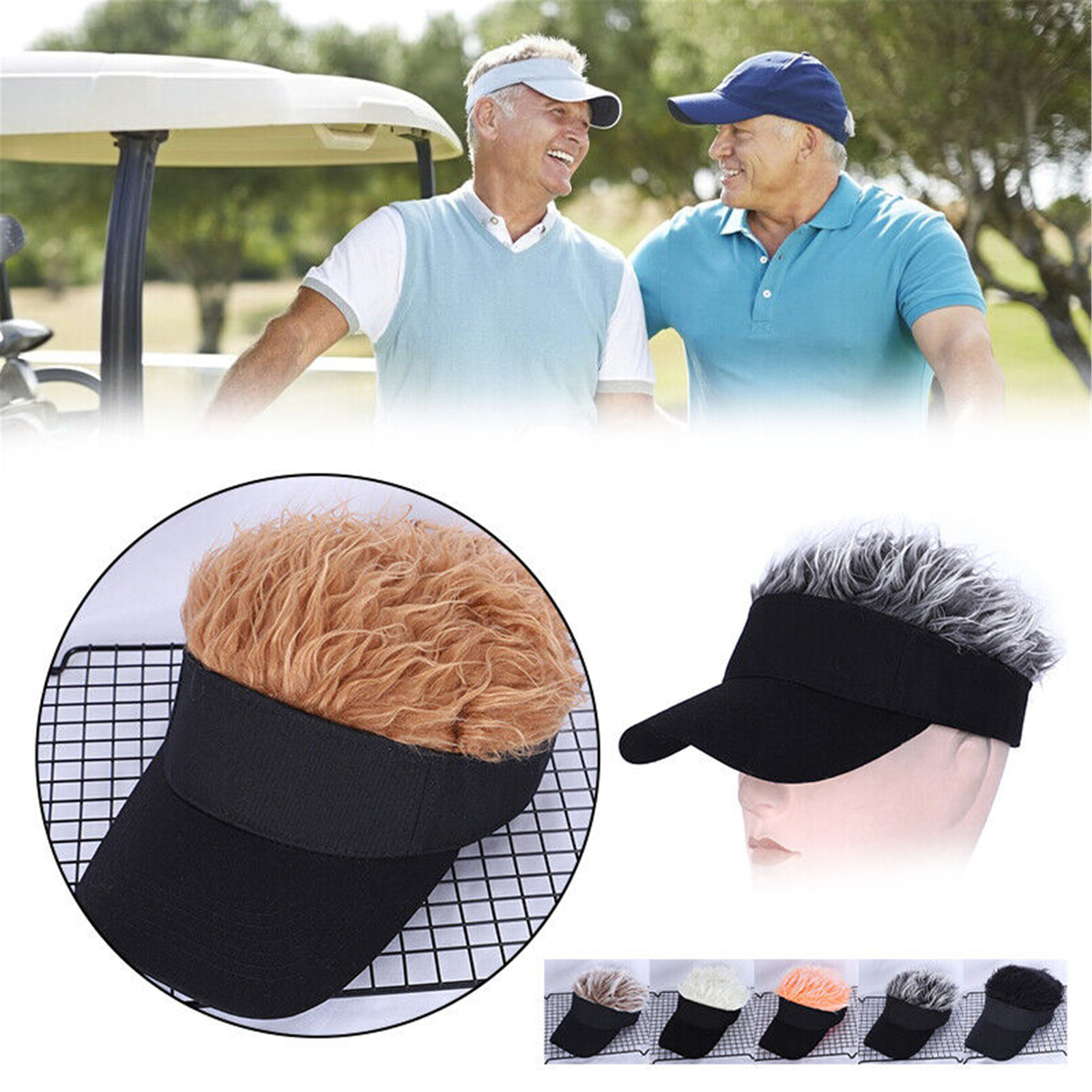Funny golf hats with hair sale