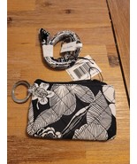 Vera Bradley Bedford Blooms Zip ID and Breakaway Lanyard SET Black White... - $19.75