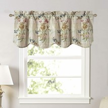 Jacquard Floral Tapestry Scalloped Window Valance, Vintage Modern 54&quot;x18... - £14.15 GBP