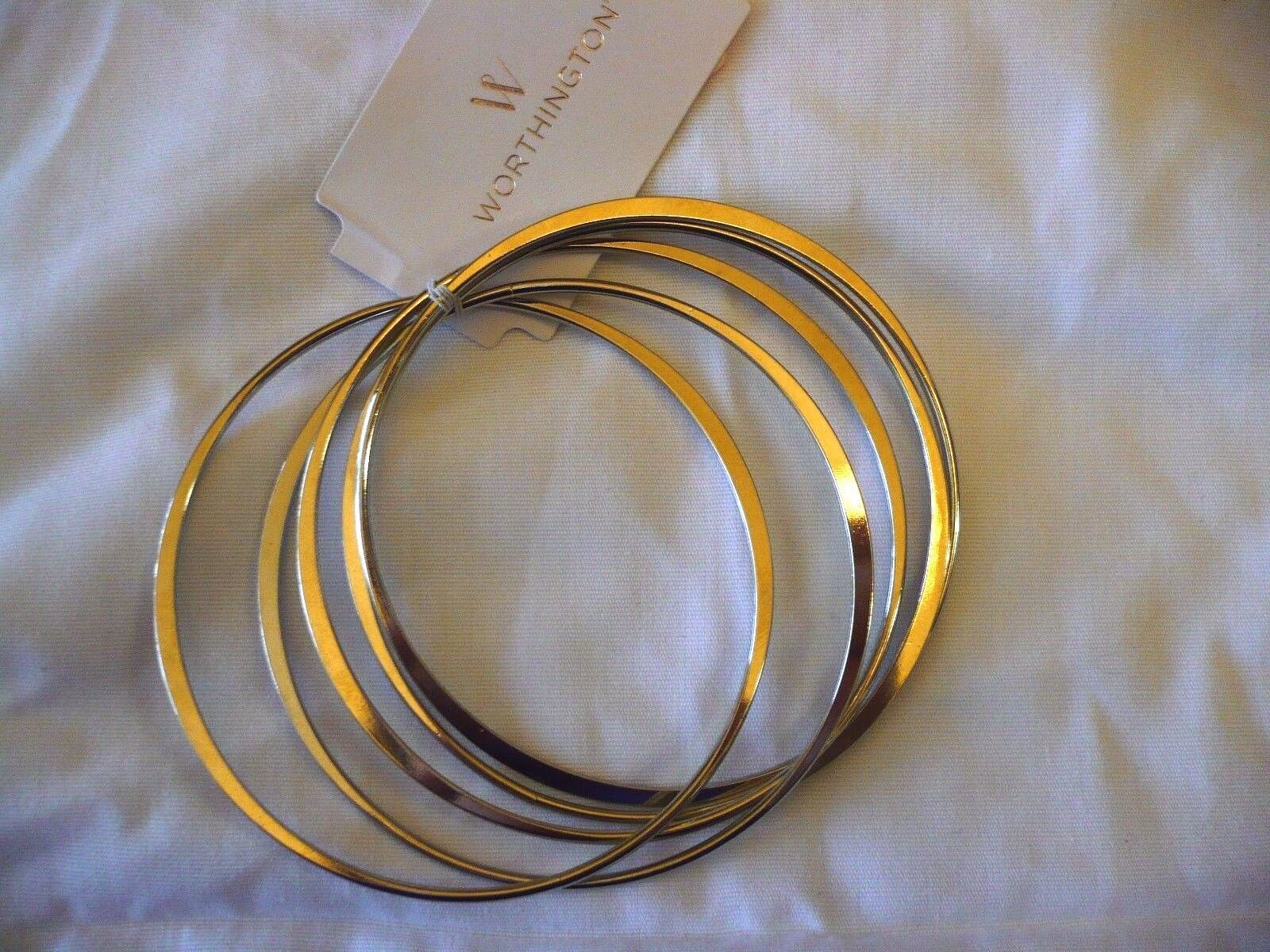 Women's Worthington Silver Tone Metal Interlocking Bangle Bracelets  NEW - $15.12