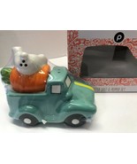 Easter Ceramic PUBLIX Bunny Back Old Time Pick Up Truck Salt Pepper Shakers - $20.37 CAD