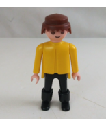 1974 Geobra Playmobile Man Wearing Yellow Shirt Black Pants/boots  2.75&quot;... - $10.85 CAD