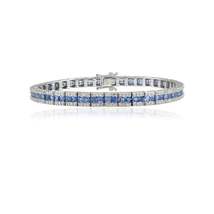 18K Gold Blue Sapphire Diamond Tennis Bracelet - £4,631.48 GBP