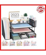Multi-Functional Black File Organizer with Sliding Drawer &amp; Pen Holders - $50.95 CAD