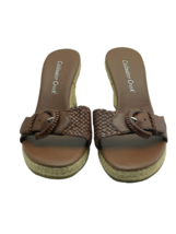 Coldwater Creek Womens Shoes Size 6.5M Brown Leather Sandals Wedges - £10.09 GBP