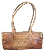 FLAWED BRAHMIN Shoulder Bag Handbag Toasted Almond Crocodile Embossed  B... - $48.37