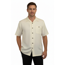 Men's Short Sleeves Summer Shirt by Indygo Smith Soft Rayon Blend 828-62 Cream image 3