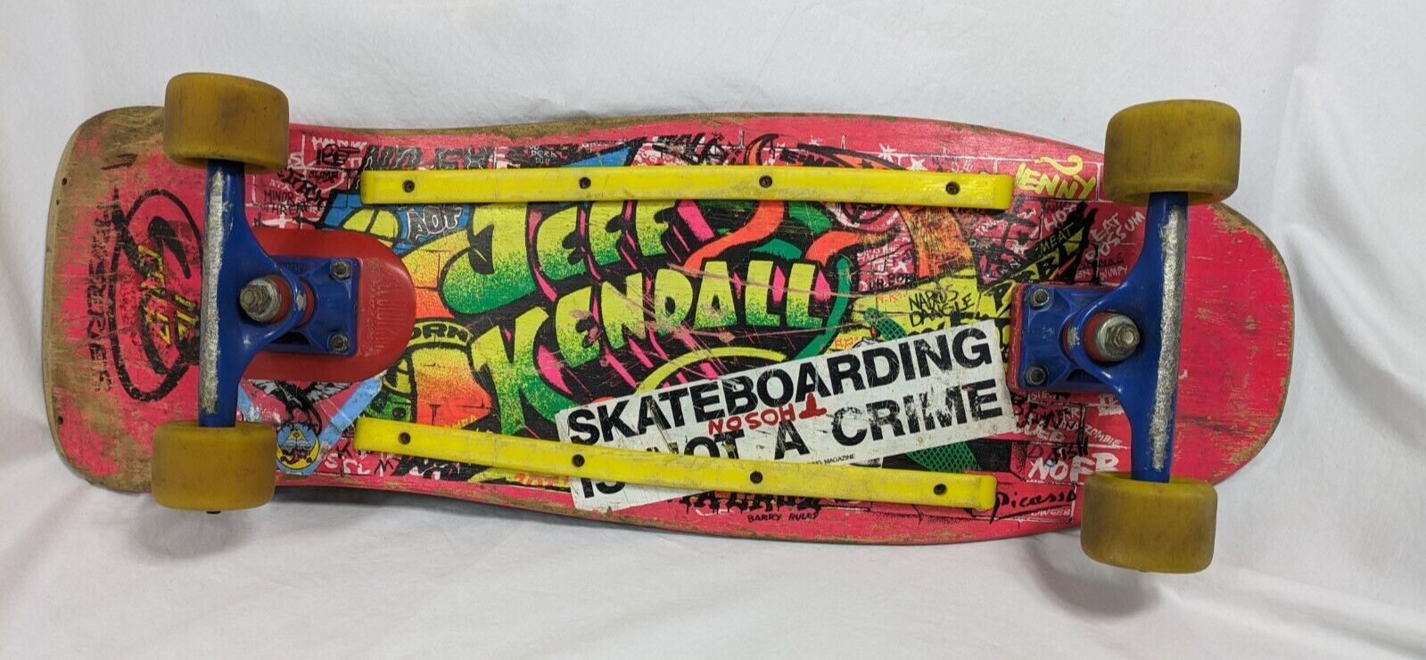 Primary image for OG Vintage 80's Jeff Kendall Santa Cruz Graffiti Skateboard Pink Original punk