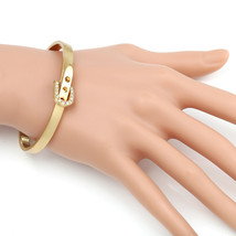 Gold Tone Bangle Bracelet, Buckle Clasp &amp; Swarovski Style Crystals - £21.08 GBP