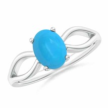 ANGARA 8x6mm Turquoise Solitaire Split Shank Ring in Silver for Women, Girls - £343.55 GBP+