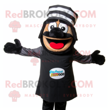 Black Lasagna mascot costume character dressed with a Windbreaker and Hats - £985.14 GBP