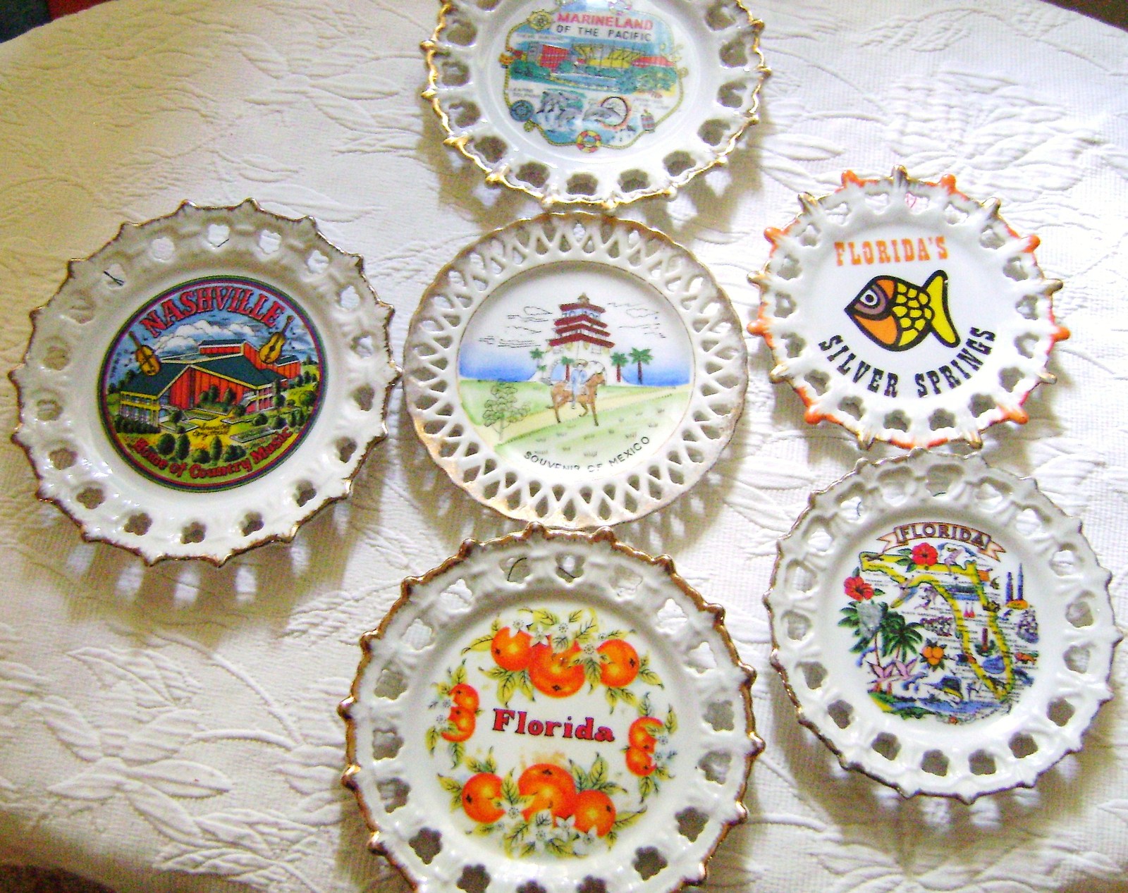  Six Reticulated Collectible Souvenir Plates - $10.00
