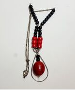 Vintage Costume Handmade Red Black Swing Beaded Necklace 10&quot; B65 - $392.88 MXN