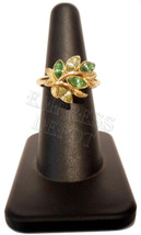 Vintage Avon Ring Leaf Lights Faux Peridot Jonquil Cluster 8.5 Large Gold Tone - $16.95