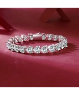 24 Carat Moissanite 925 Sterling Silver Heart Bracelet - £469.72 GBP