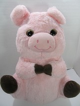 Kellytoy Pink Pig Plush Soft w/Glitter Sparkle Eyes 14&quot; Stuffed Animal Toy - £11.17 GBP