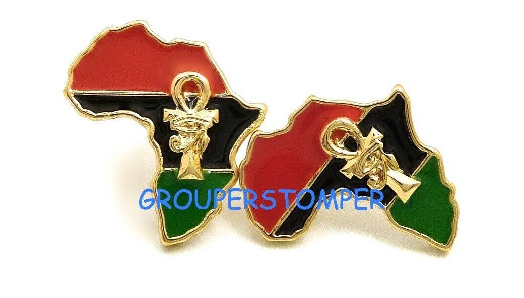 Primary image for Africa With Eye of Ra on Ankh Post Style Pierced Stud Earrings Horus