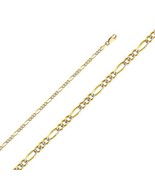 Genuine 14k Two-tone Gold 3.1mm White Pave 3+1 Figaro Chain 7&quot; Women&#39;s B... - $554.72 CAD