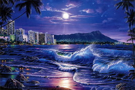 Giclee Oil Painting Fantasy island city at nightWall - £7.57 GBP+