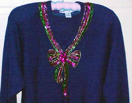 Vintage Blue SWEATER by Barbara Scott - Padded Shoulders Size Lg NWT - $17.00