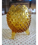 Fenton Colonial Amber Hobnail 3 Toed Vase - $360.94 MXN