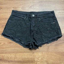 BlankNYC Black Denim Embroidered Floral Cut Off Jean Shorts Womens Size 25 RARE - £21.81 GBP