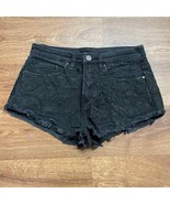 BlankNYC Black Denim Embroidered Floral Cut Off Jean Shorts Womens Size ... - £22.21 GBP