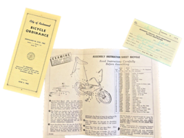 Richmond Indiana IN 1965 Bicycle Registration &amp; Ordinance &amp; Goodrich Bike Instr - £15.27 GBP