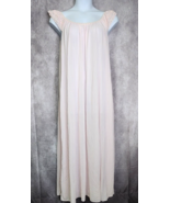 Pink Silky Sheer Lace Embroidery Sleeves Nylon Nightgown Long Medium Lor... - $24.99