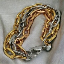 Vintage Stainless Steel Signed Milor Italy 3-Chain Bracelet/Tri-Color - $571.09 MXN