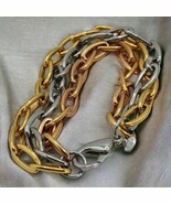 Vintage Stainless Steel Signed Milor Italy 3-Chain Bracelet/Tri-Color - €25,93 EUR