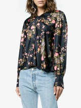 Isabel Marant Women&#39;s Ovaly Ruched Black Floral Printed Silk Blouse Top S 34 - £58.98 GBP