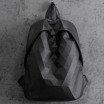 Backpack Luminous Frosted College Schoolbag Geometric Rhombus Backpack Cube Stit - £55.47 GBP