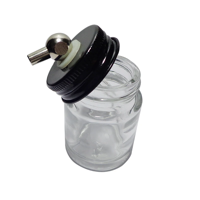 Air Brush Gl Bottle Jar Airbrush Pot Paint Standard Suction Lid Pump For... - $53.07