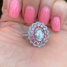 Oval Schliff Igi 2.01Ct E-VVS2 Vivid Pink Halo Kunstdiamanten Grown Diam... - $2,924.86