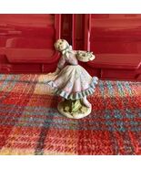 Vintage Lefton Dancing Girl with Flower Basket Figurine Japan KW1464B - $28.71