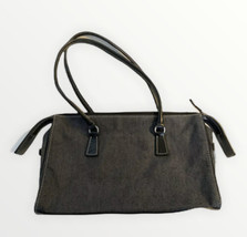 Ann Taylor Black Fabric Shoulder Bag Charcoal Gray Handbag Double Strap ... - £10.07 GBP
