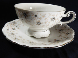Tea cup &amp; saucer set Mitterteich Bavaria Germany Lady Linda blue rose pattern - £19.71 GBP