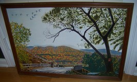 1985 Earl B Holdren Autumns Peak Naples NY Creek Oil Painting Goose Hunting - £107.15 GBP