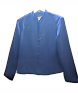 Vintage Julian Taylor Blue Sequin Button Blazer – Women’s Size 10 - $360.56 MXN