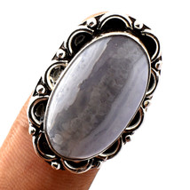Blue Lace Agate Gemstone Handmade Ethnic Halloween Gift Ring Jewelry 7&quot; SA 3966 - £3.18 GBP