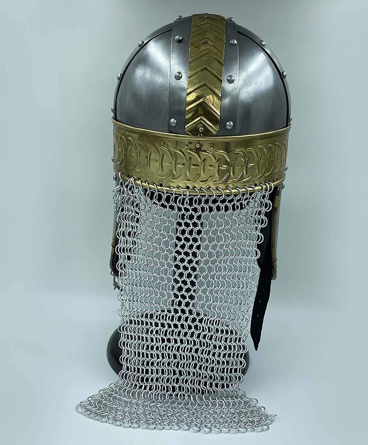 Medieval Norway Viking Spectacle Armour Helmet W Chainmail Very Fast Delivery - $81.88