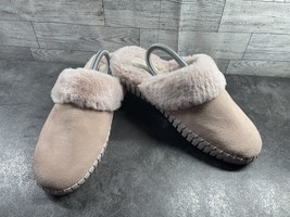 Skechers Slippers Women 8 M Brown Blush Pink Suede Shearling Comfort Fur Trim - £26.27 GBP