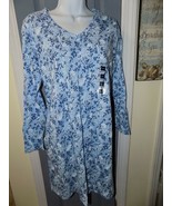 Classic Elements Blue Flower Long Sleeve V-Neck Nightgown Size S Women&#39;s... - £16.65 GBP