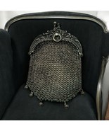 Antique French Silver Chainmail Chatelaine Art Deco Floral Coin Purse VT... - $121.54