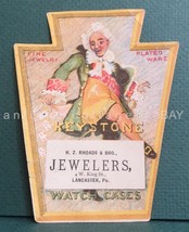 1880 Antique H. Z. Rhoads Lancaster Pa Jeweler Ad Trade Card Keystone Watch - £37.47 GBP