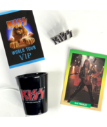 KISS 4 Vtg Item Lot Shot Glass Metal Pin Shade VIP Concert Pass Ace Trad... - $43.39