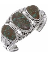 Southwest Navajo Style Bisbee Turquoise 3 Stone Bracelet Sterling Cuff s... - £290.16 GBP