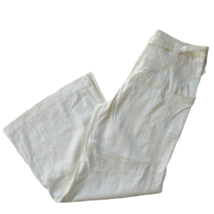 NWT Anthropologie Tie-Waist Linen Wide Legs Trouser in White Belted Pants 32 - $42.00