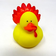 Thanksgiving Turkey Rubber Duck 2&quot; Red Orange Feathers Squirter US Selle... - $7.91